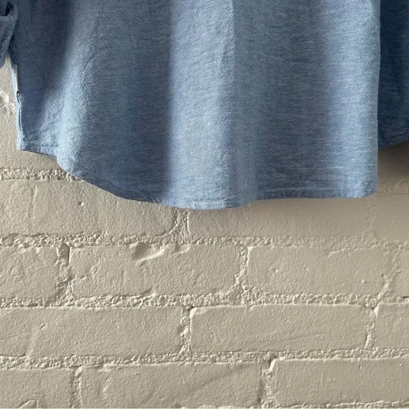 Orvis Womens Linen Blend Button Up Relaxed Fit Blue Tunic Top Coastal Preppy L - Picture 13 of 16